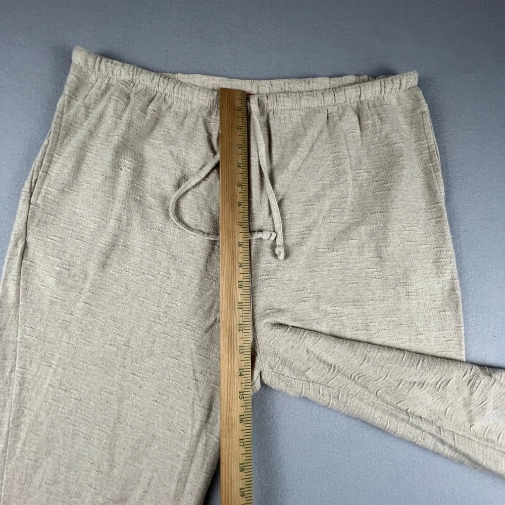 Linen Pants Womens Large Beige Cotton Ramie Drawstring Lounge Casual‎ Summer
